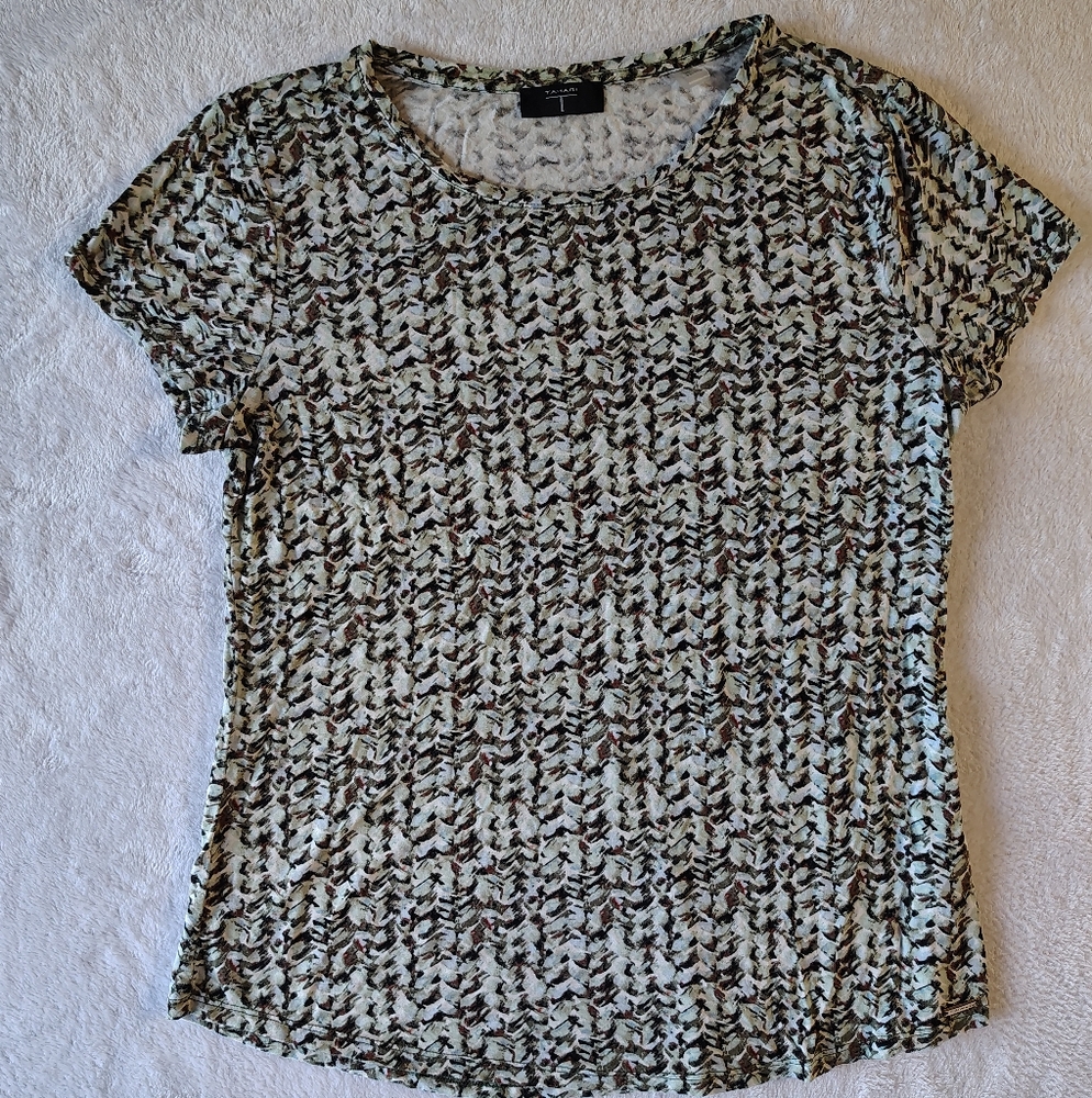 Tahari Shirt Womens Large Abstract Print Stretch Lightweight Top